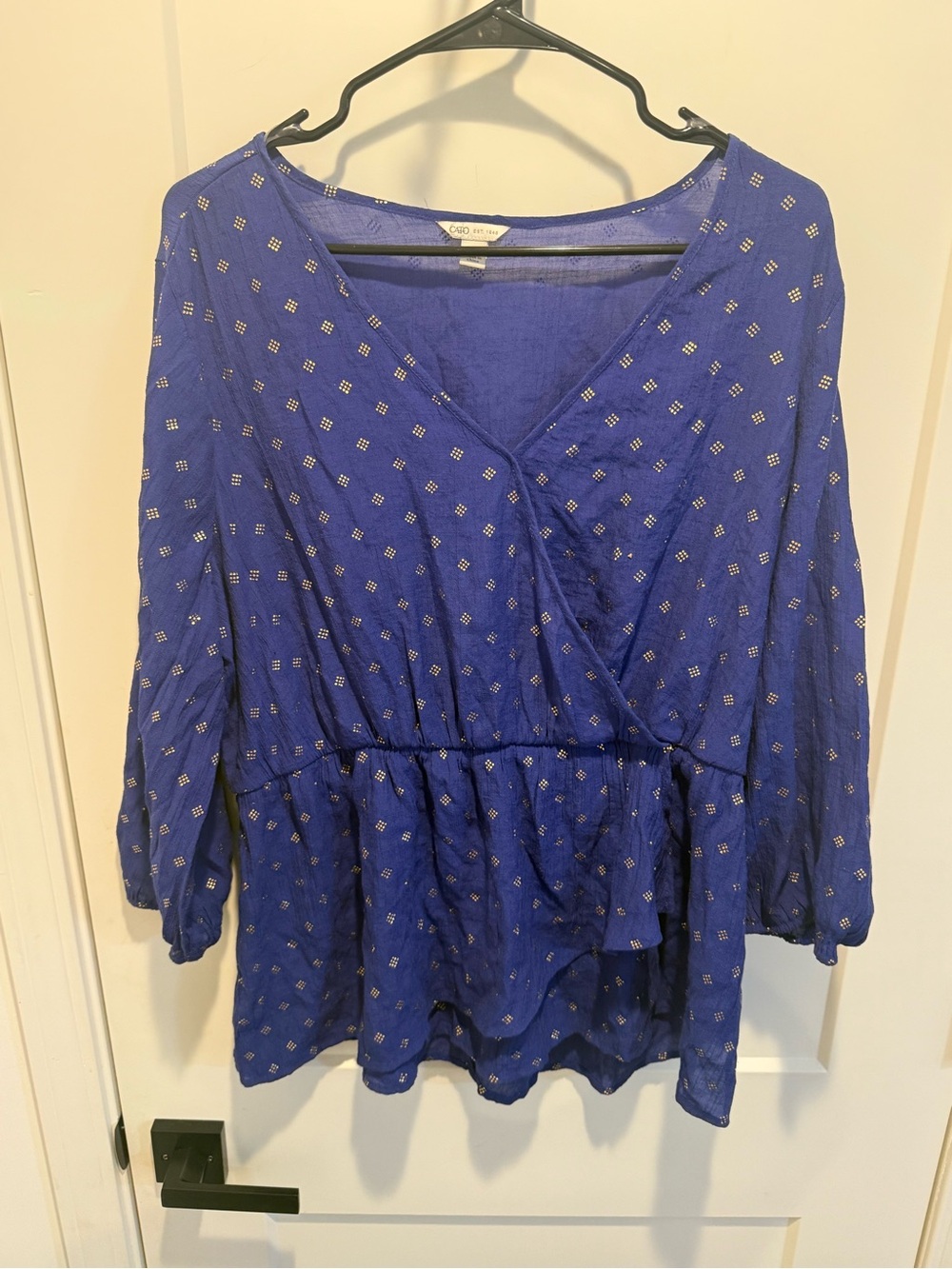 Cato Royal Blue Printed Peplum V-Neck Tunic